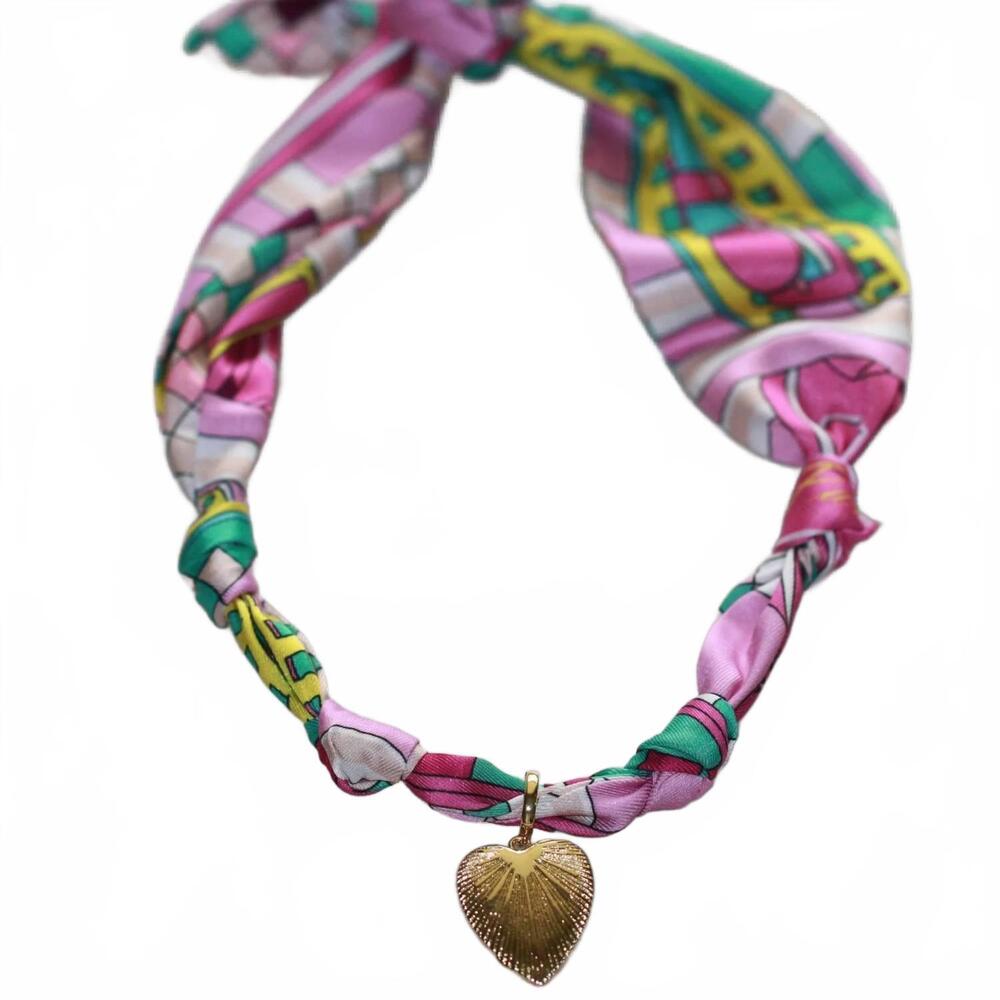 NEW DEEP SOUTH ORIGINALS women's pretty silk scarf necklace in purple multi
